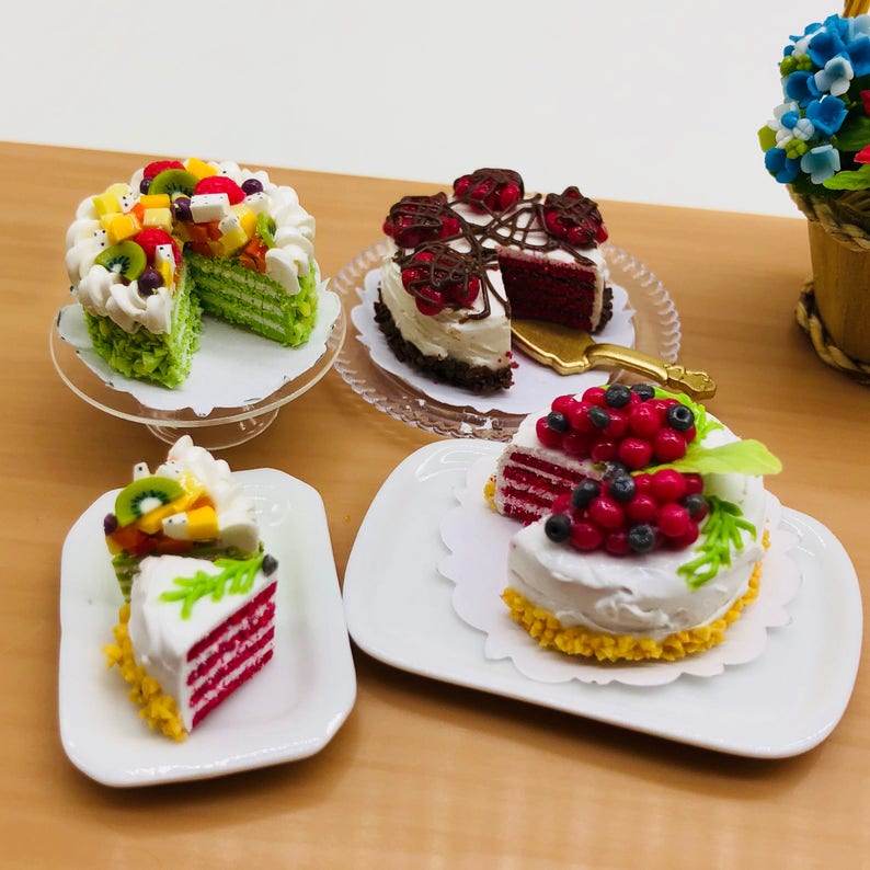 3 Pieces Miniature Sliced Cake Miniature Cake Miniature Etsy