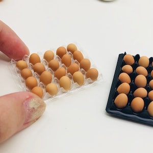 Miniature Egg within tray Black and Clear color, Miniature food