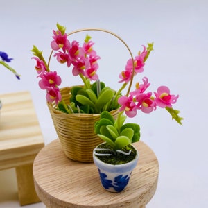 5 sztuk Miniaturowych Orchidei z gliny polimerowej, Miniaturowa dekoracja do domku dla lalek w ogrodzie