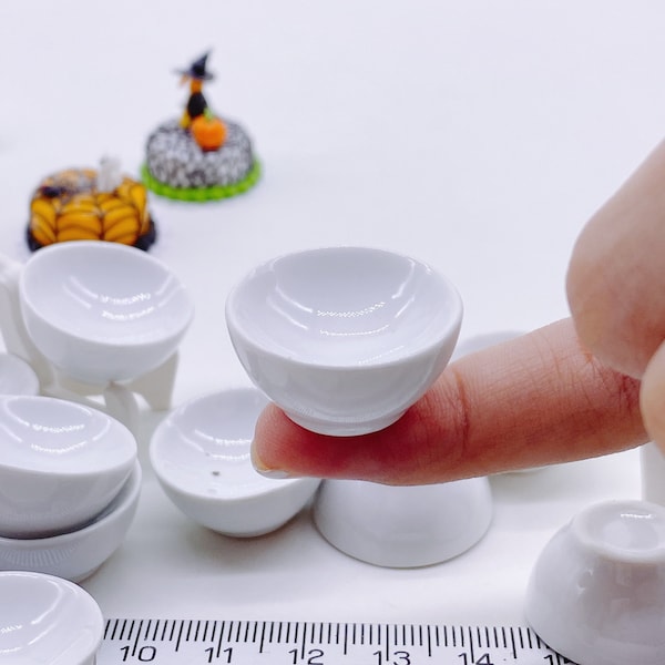 10 pieces Miniature Ceramic Bowl 25 mm. decorate for kitchen doll