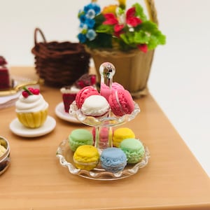 Miniature Macaron Stand with Macaron 10 pieces 1:12 for Doll&#39;s house collection