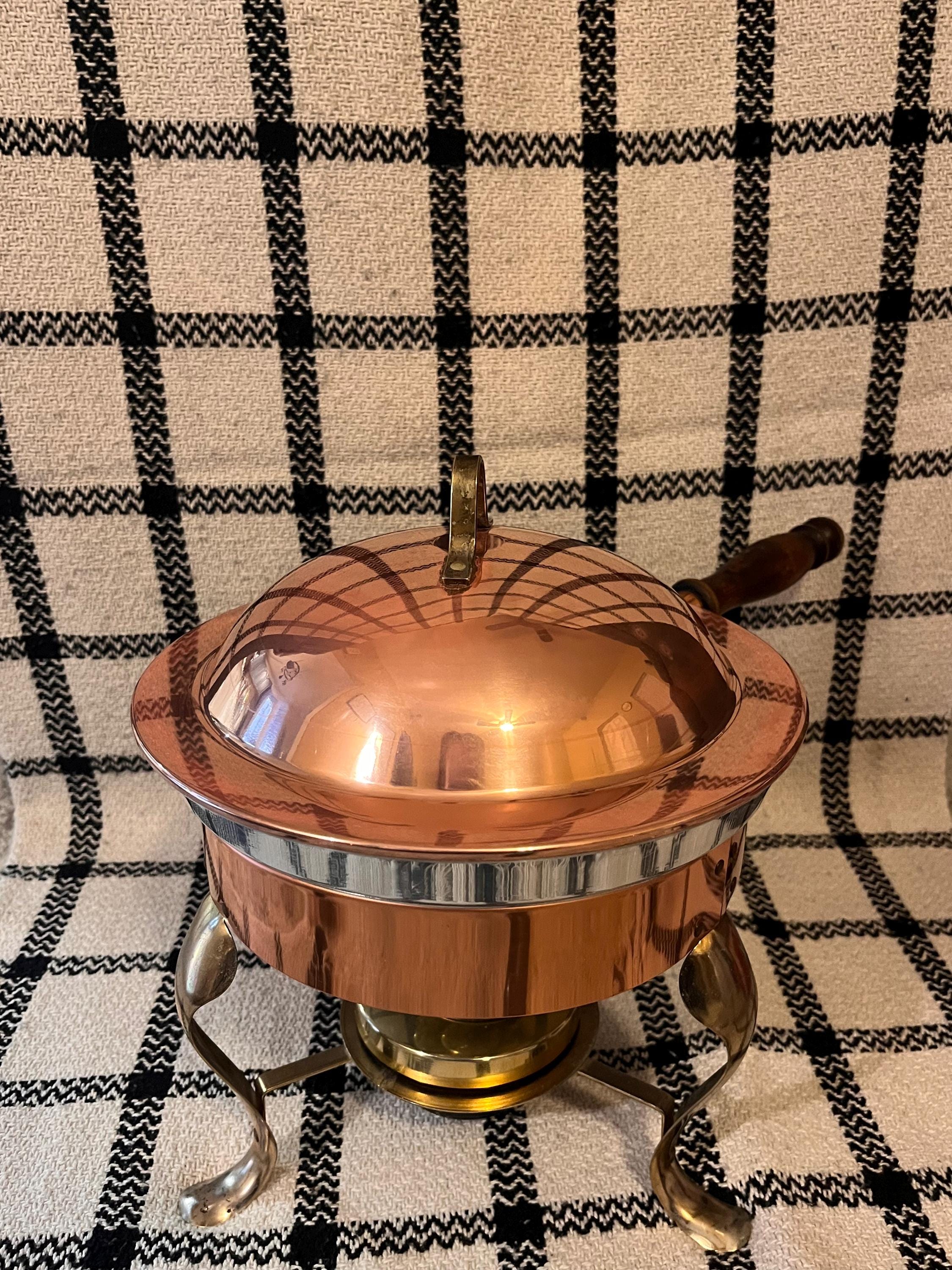 Pot à Fondue MCM Sigg Suisse - Cuivre Inox 18/8, Avec Réchaud, Sans Ustensiles
