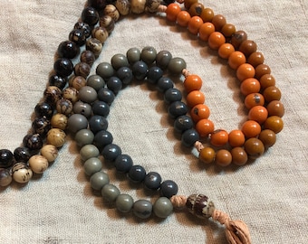 mala necklace Acai seed beads guru meditation rudraksha organic hemp beaded 108 prayer beads yoga lifestyle
