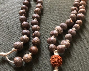 Acai seed, mala necklace, beads, guru, meditation, rudraksha, organic hemp, beaded, 108 prayer beads, yoga lifestyle