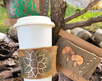 hot beverage jacket coffee cup sleeve cozie recycled yoga mat earth pigments