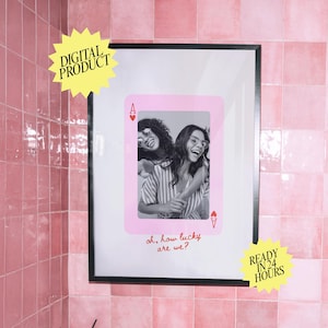 Aangepaste roze speelaaskaart afdrukken, aangepaste vriendschap muurkunst, cadeau voor vriend, slaapzaal, beste vriend cadeau, girly kamerdecor