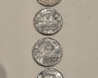 1951,52,53,54 Canadian 5 Cents Lot of 4