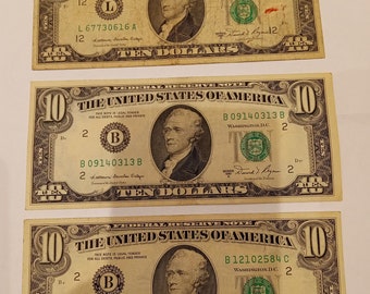 10 US Dollar Bills 1981,1985