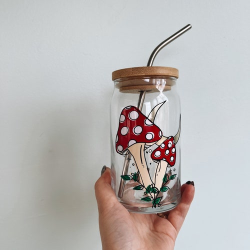 Boho Mushroom Beer Can Glass Beer Glass Cup Beer Can Glass Etsy