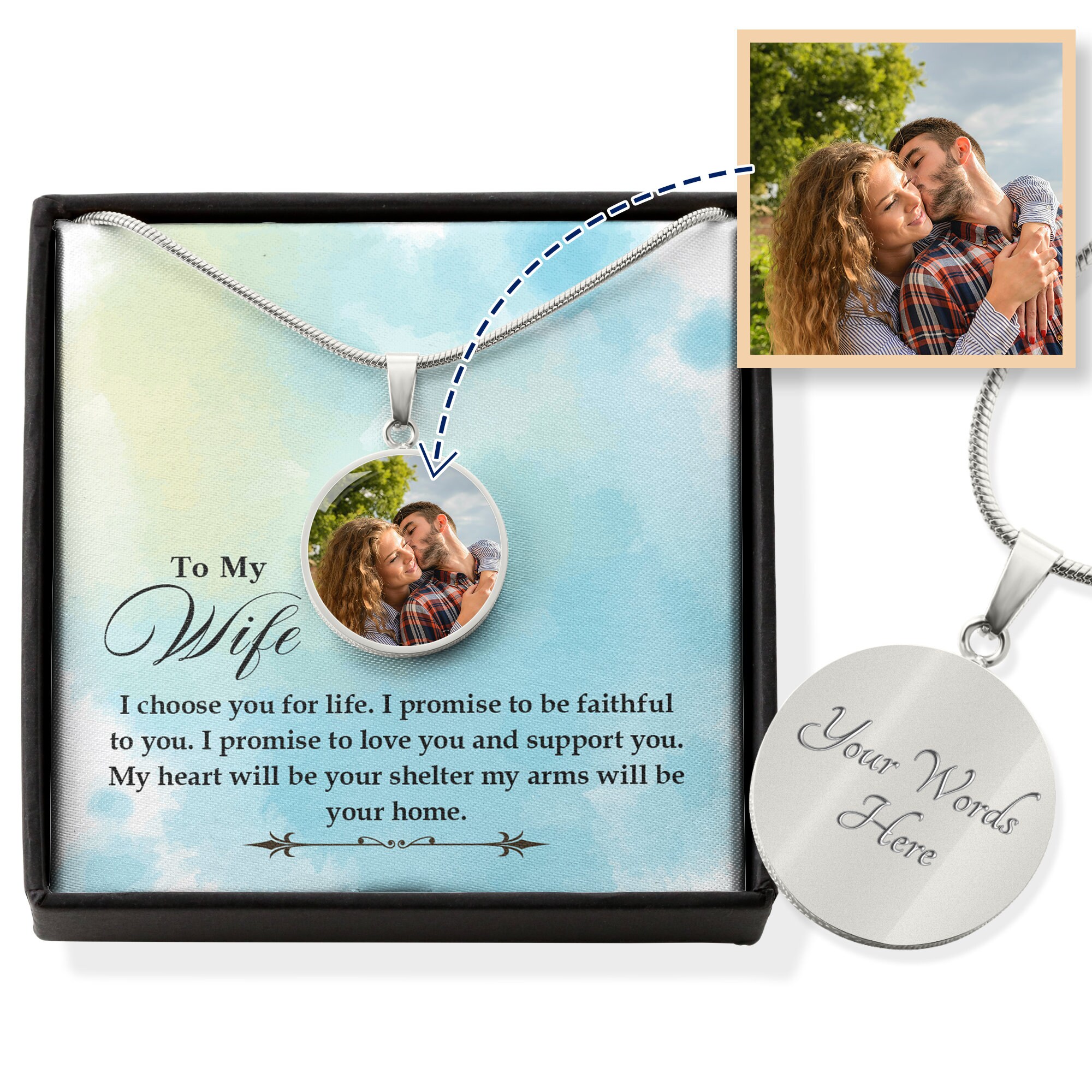 CUSTOM PICTURE NECKLACE with Message Card Custom Photo Etsy