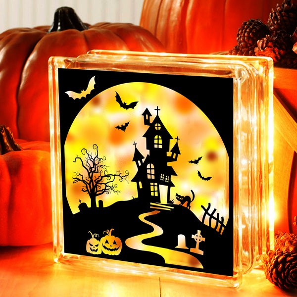 Geisterhaus, Halloween Schild, Glasstein, Bild, PNG SVG PDF