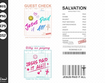 Jesus Paid It All, Christian Shirt Design, svg, EPS, DFX, PNG, Cricut, Digital Download