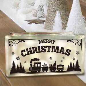 God jul, jultåg, julskylt, halvstort glasblock, bild, PNG SVG PDF
