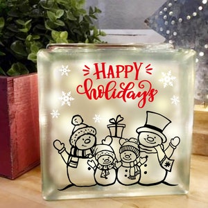 Joyeux Noël, 4 Famille bonhomme de neige, Panneau de Noël, Bloc de verre, image, PNG SVG PDF image 2