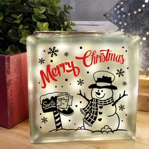 Merry Christmas, Snowman, Mailbox, Christmas sign, Glass block, image, PNG SVG PDF