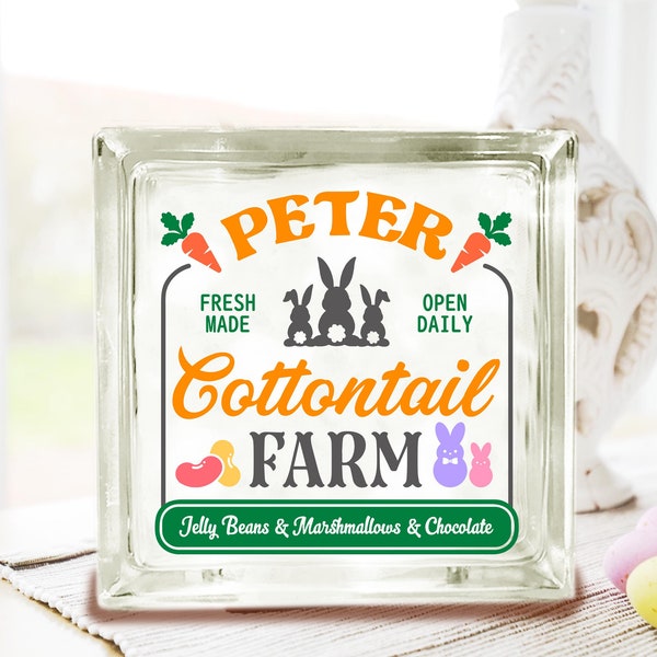 Peter Cottontail Farm, Easter image, Sign, glass block, Wall art, Printable, SVG PDF PNG