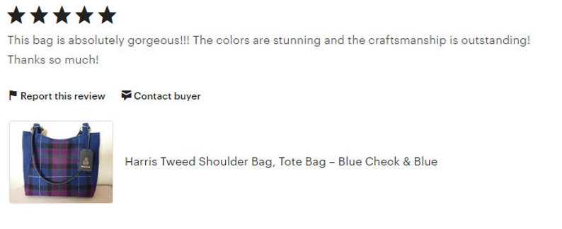 Large Tote Shopping Bag \u2013 Blue Check /& Blue Harris Tweed Bag