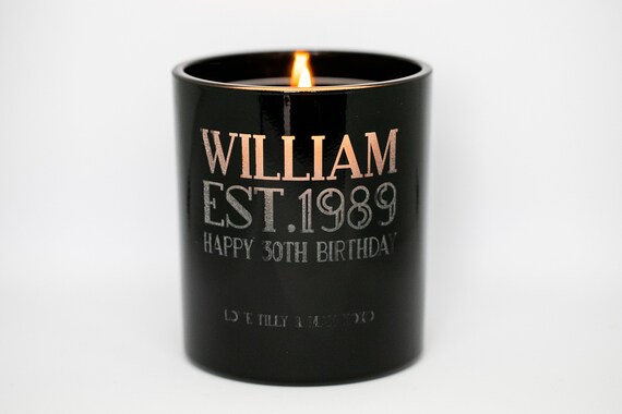 Personalised Engraved Birthday Glow Through Candle Gift Etsy