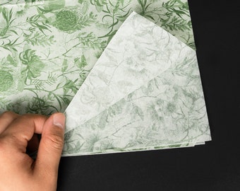 Custom Logo Green Tissue Paper for Clothing Fashion Business  Gift Wrapping Paper Fabric Wrapping Floral Pattern Logo Paper