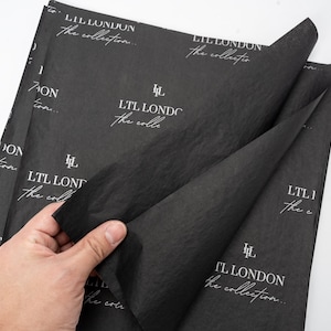 Custom Black Tissue Paper with Logo, Custom Printed Tissue Paper, Custom Wrapping Paper, Personalized Tissue Paper for Gifts, Bestseller