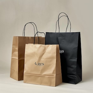 Borsa di carta kraft personalizzata con logo, Borse regalo, Borsa per la spesa con manico, Borsa per vestiti, Borse boutique, Borsa per matrimoni per feste, Riciclabile