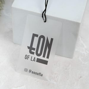 Custom PVC clear Hang Tags, Multiple Sizes Swing Tags with Rounded Corners, Personalized Frosted Tags, Clothing Tags, Printed With Your logo