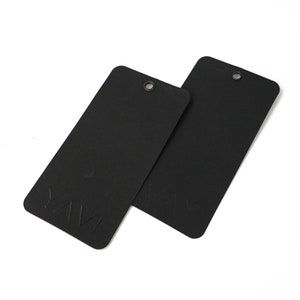 300 étiquettes volantes personnalisées, conception d'étiquettes volantes personnalisées, étiquettes volantes pour vêtements noires, imprimées avec vos coordonnées