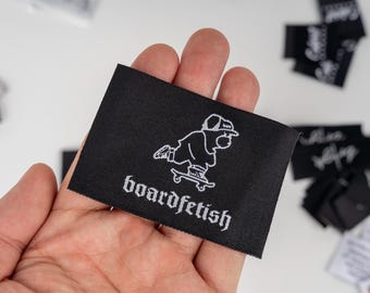 Black Woven Clothing Label With Logo Or Text Sewing Accessori Label,Tags For Knitted Things, Custom Handmade Label Gift Tags