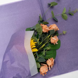 Purple Flower Wrapping Paper, Branded Tissue Paper, Digital Tissue Paper Design, Branding Stationery, Packaging Design