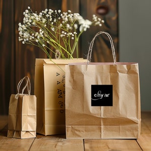 Personalized Paper Bag With Logo, Brown Paper Carrier Bags, Gift Bags, Shopping Bag With Handle, Custom High Quality Bag, Boutique Bags
