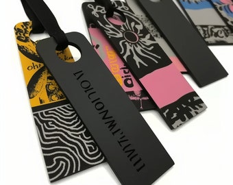 Custom Hang Tags with Ribbon String, Clothing Swing Tag, Black Paper Tag, Paper Card stock, Kraft paper tags with string, hang tags template