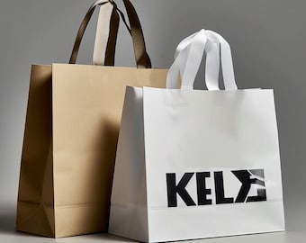100pcs Krafe Paper Bag With Logo, Boutique Bag, Paper Bags Personalized, Paper Bags For Shipping, Shop Merchandise Bag, Clothing Paper Bags