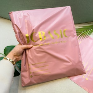 Bolsas de correo de polietileno rosa personalizadas (50-500 unidades), bolsa de envío personalizada con logotipo de un color, bolsa de franqueo rosa brillante personalizada