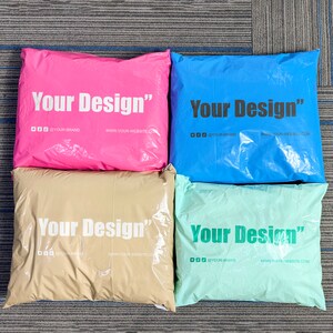 Benutzerdefinierte cremefarbene biologisch abbaubare Poly-Versandtasche, benutzerdefinierte Versandtasche mit einfarbigem Logo, benutzerdefinierte Versandtasche, Versand-Polybeutel