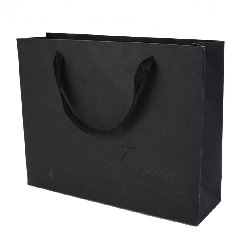 100pcs Custom Paper Bags Black Matte Paper Bags With Handle Etsy