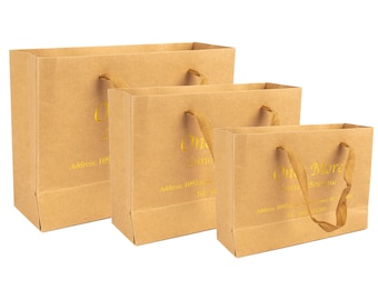 100pcs Colorful Shop Paper Bag With Ribbon Handles, Paper Bags Personalized, Custom Paper Bags With Logo, Jewelry package bag, Gift Bags