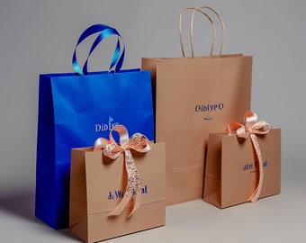 100pcs Custom paper bags with handle, Boutique Paper Bag, Merchandise Bag, Boutique Retail Bag, Party Gift Bag, Wedding Bag, Shopping Bags