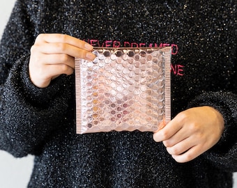 Rose Gold Bubble Mailer, Custom Glossy Air Bubble Bag, Bubble Envelopes with Logo, Self-Adhesive Poly Mailer, Waterproof Shipping Bag