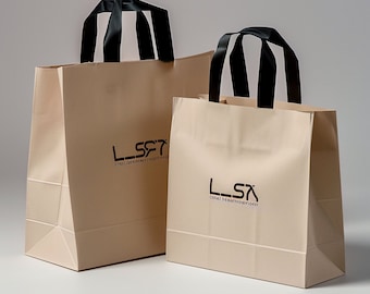 Custom Logo Kraft Paper Bags-Recyclable Shopping Bags With Handle,Ideal Boutique Bags, Gift Bags & Clothes Merchandise Bags for Retail