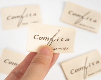 100 Organic Custom Cotton Label Tag, Baumwolle Nähetikett Personalisieren Sie Geschenk für Kleidung, stricken Sie das Baumwollgewebeetikett