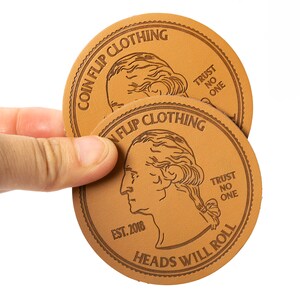 Patches de couro redondos personalizados – Etiquetas de chapéu de couro PU – Patches de chapéu, perfeitos para chapéus de caminhoneiro, chapéus de cowboy e personalização de chapéus de marca