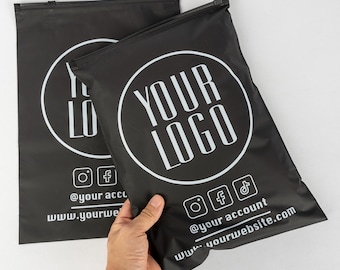 Custom Clear Black Frosted Zipper Bags Transparent  Bags High Quality Plastic Matte Zip Bags For Clothes Custom poly mail
