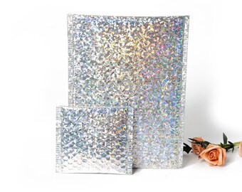 Bubble Padded Mailers Umschlag Tasche, 5 * 6 &#39;&#39; wiederverschließbare wasserdichte Mailing Versandtasche, Schutz Geschenkverpackung Verpackung Silber / schwarz / lila