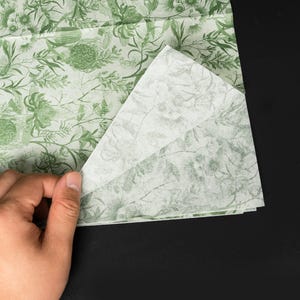 Green Flower Wildflower Tissue Paper, Personalized Tissue Paper for Gifts, Custom Printed Tissue Paper, Packaging Wrapping Paper With Logo