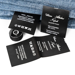 Custom Black Satin Clothing Label, Satin Tag Custom, Satin  Labels For Clothing, Clothing Labels, Sew On Labels, Clothing Tags