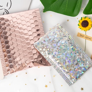 Bolsas de burbujas de aire brillantes personalizadas, sobres de burbujas con logotipo impreso, sobres de polietileno autoadhesivos, sobres de envío para pestañas, bolsas de embalaje.