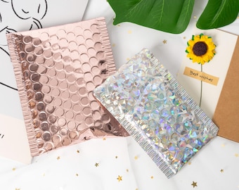 Custom Glossy Air Bubble Bags, Bubble Mailer with logo printed, Self-Adhesive Poly Mailers, Shipping Envelope for Lashes, Package Bag