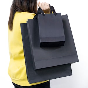50pcs Custom Paper Bags With Logo, Shop Bag With Ribbon Handles, Custom Gift Bags Tote Bag, Paper Bags Personalized, Paper Bags For Shipping