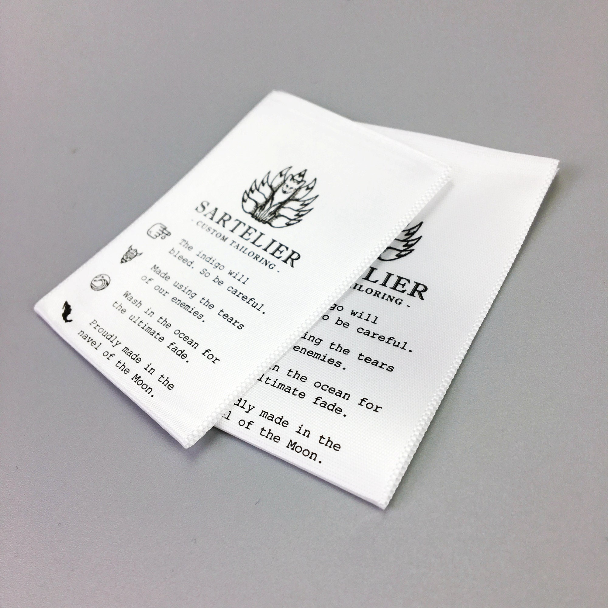 300PCS Woven Labels Custom, Straight Cut Woven Tags, Woven Labels Center Fold, Custom Printed