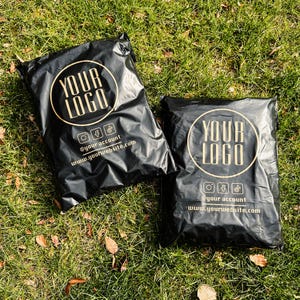Bolsas de polietileno biodegradables, personalizadas, negras y beige (50-500 unidades), bolsas de envío personalizadas, bolsas de franqueo mate personalizadas, embalaje para ropa